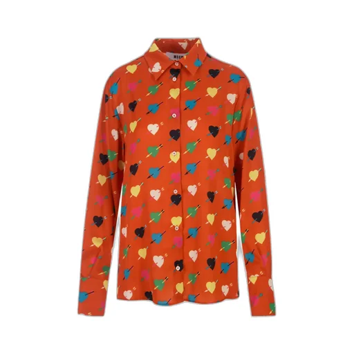 Heart Printed Straight Hem Shirt