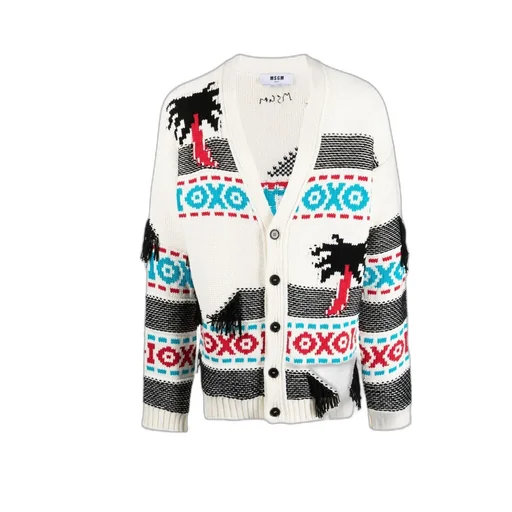 Patterned Intarsia-Knit Cardigan