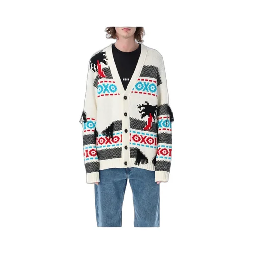 Patterned Intarsia-Knit Cardigan