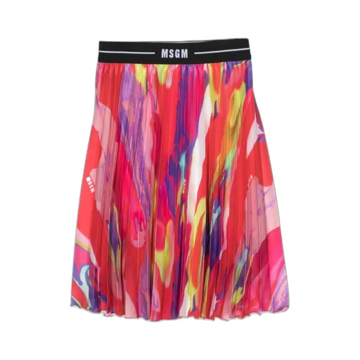 Graphic Printed Pleated Skirt