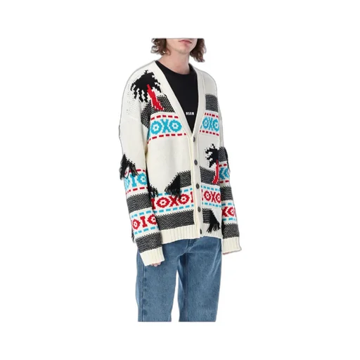 Patterned Intarsia-Knit Cardigan