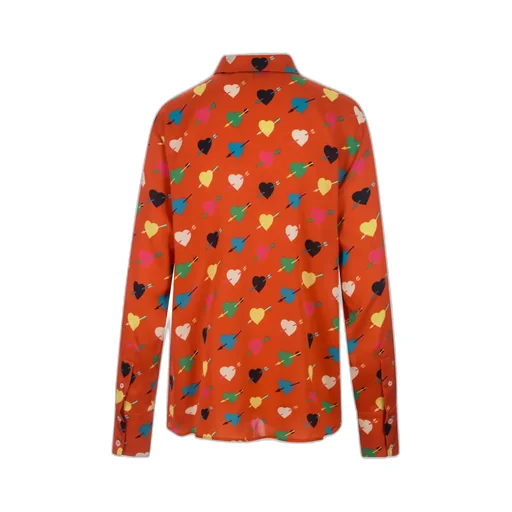 Heart Printed Straight Hem Shirt