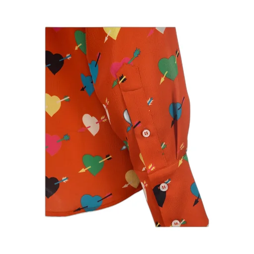 Heart Printed Straight Hem Shirt