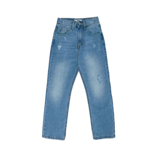 Distressed-Effect Straight-Leg Jeans