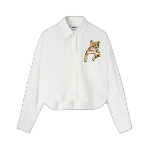 Sequin-Embellished Cat Cotton Shirt