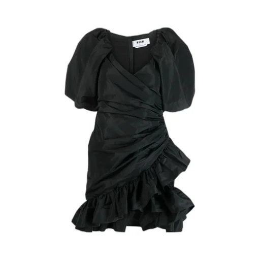 Ruffle Detailed Puff-Sleeved Dress