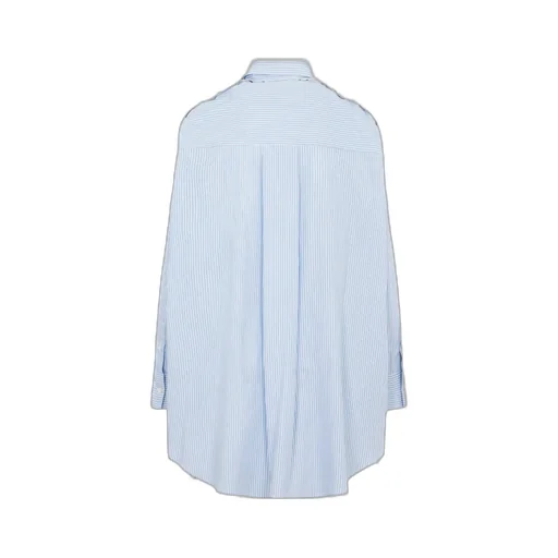 Ruffle-Stripe-Detail Buttoned Mini Dress