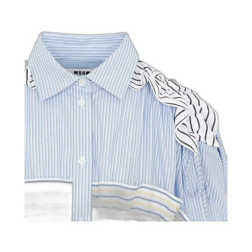 Ruffle-Stripe-Detail Buttoned Mini Dress