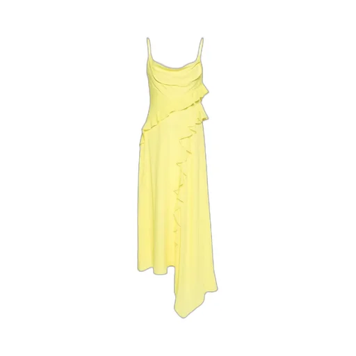 Strapped Asymmetric Ruffled Dress