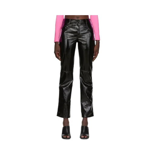 Patent Straight-Leg Trousers