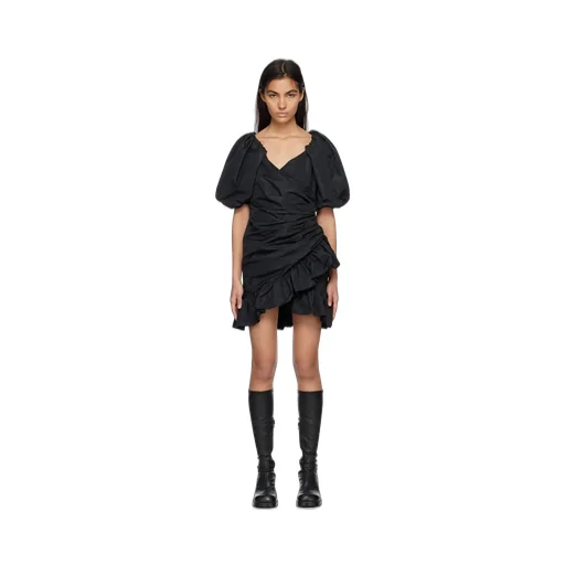 Ruffle Detailed Puff-Sleeved Dress