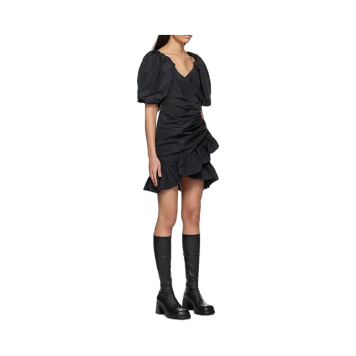 Ruffle Detailed Puff-Sleeved Dress