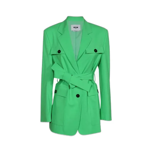 V-Neck Tie-Waisted Blazer