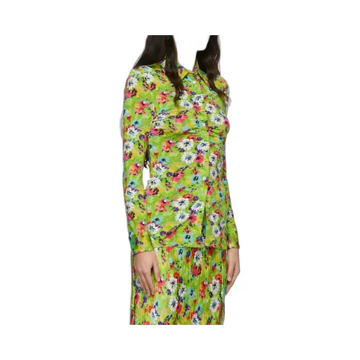 Floral-Print Ruched Slim Shirt