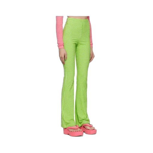 Check-Pattern Flared Trousers