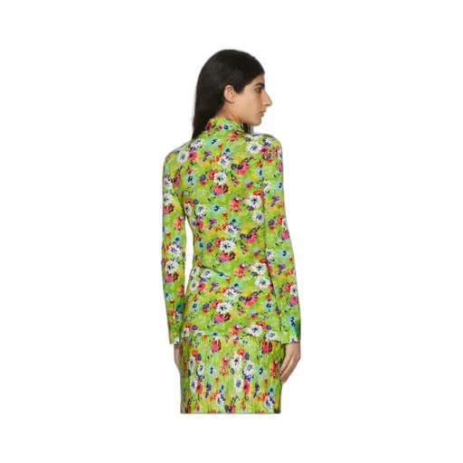 Floral-Print Ruched Slim Shirt