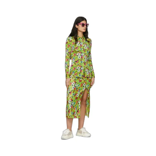 Floral-Print Ruched Slim Shirt