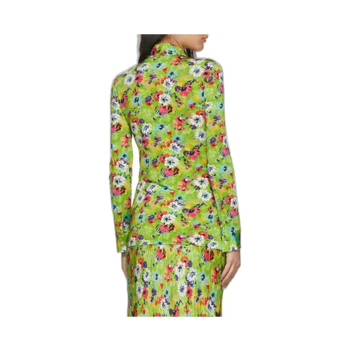 Floral-Print Ruched Slim Shirt