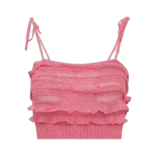 Sleeveless Knitted Sling With Ruffle Details