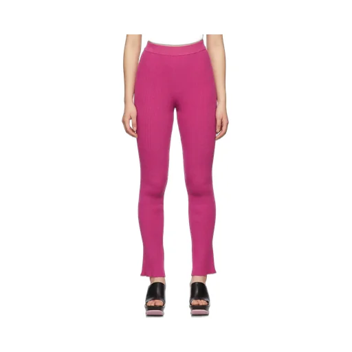 High-Waisted Ribbed-Knit Trousers