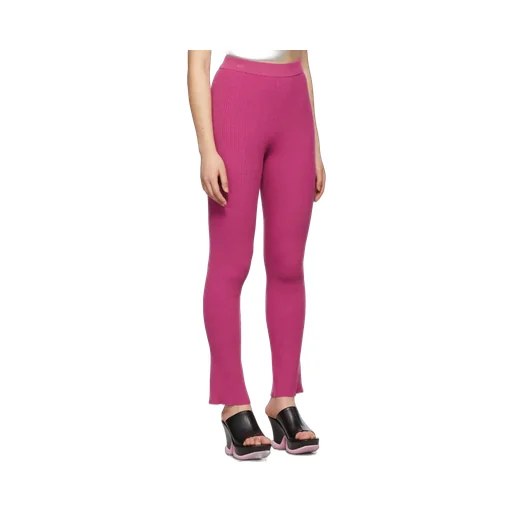 High-Waisted Ribbed-Knit Trousers
