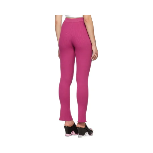 High-Waisted Ribbed-Knit Trousers