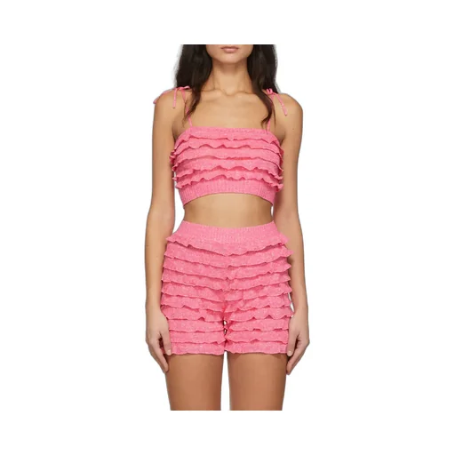Sleeveless Knitted Sling With Ruffle Details