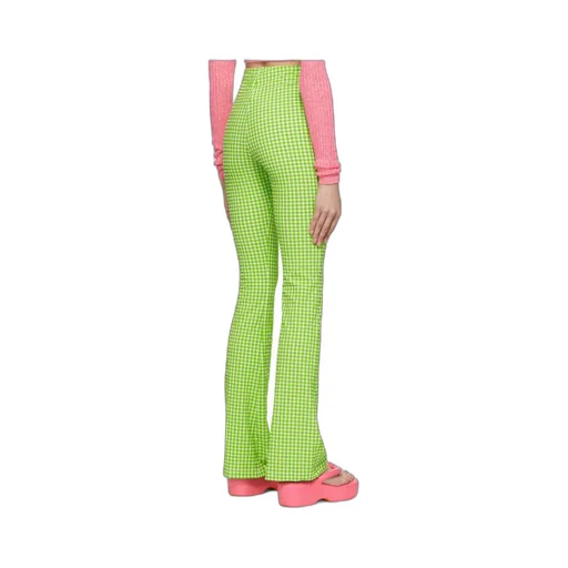 Check-Pattern Flared Trousers