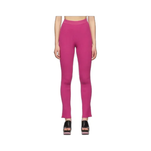 High-Waisted Ribbed-Knit Trousers