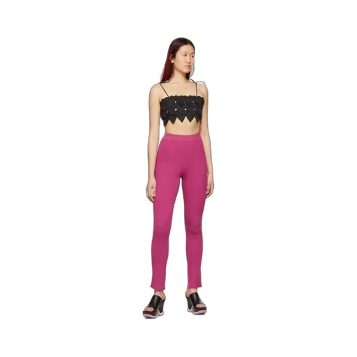 High-Waisted Ribbed-Knit Trousers