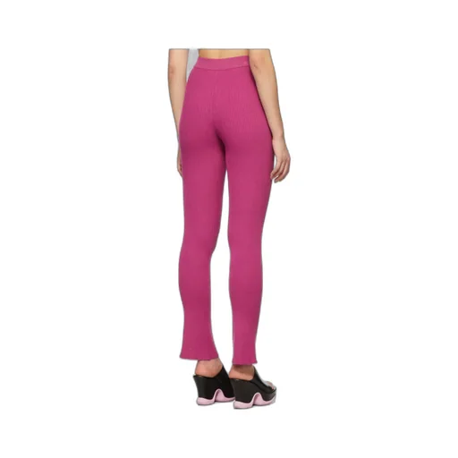 High-Waisted Ribbed-Knit Trousers