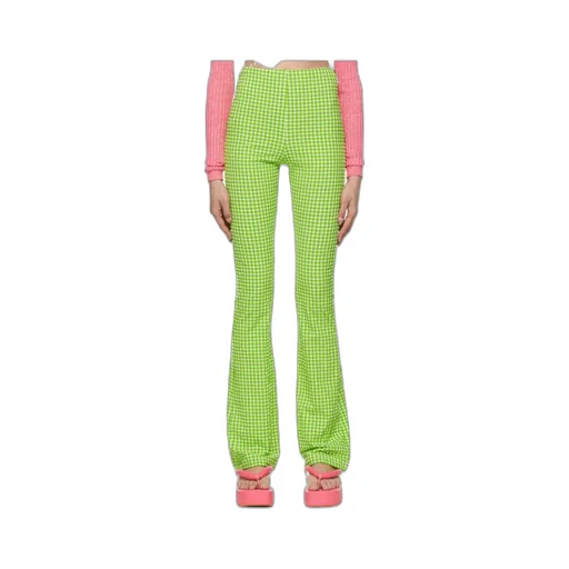 Check-Pattern Flared Trousers