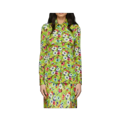 Floral-Print Ruched Slim Shirt