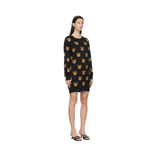 Teddy Bear Pattern Knit Dress