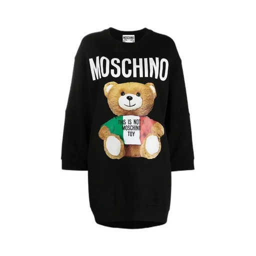 Teddy Bear Print Sweatshirt Dress