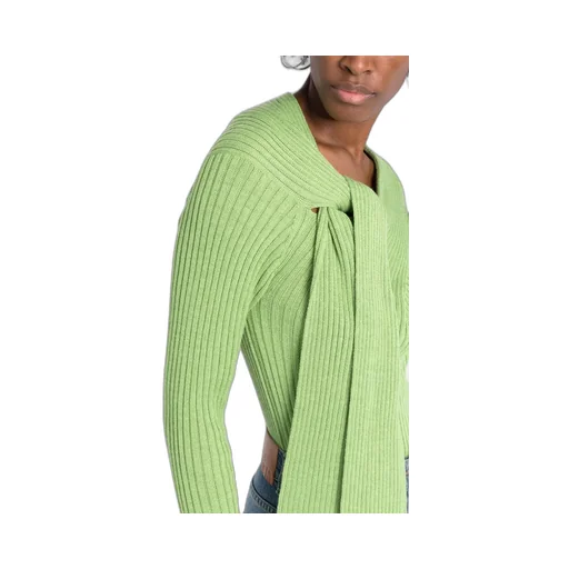 Ribbed-Knit Knot-Detail Top
