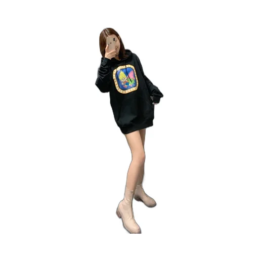 Cartoon Logo Printed Hooded Sweater