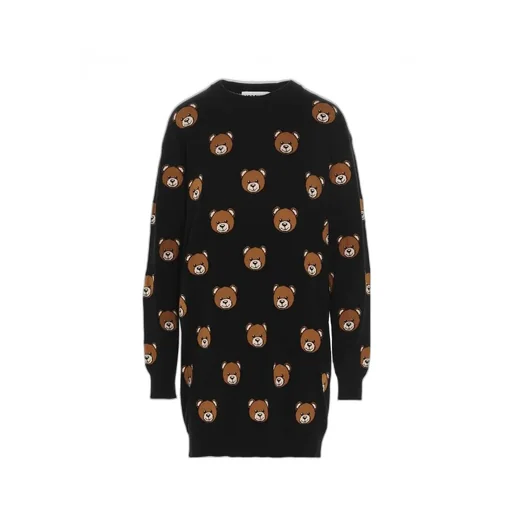 Teddy Bear Pattern Knit Dress