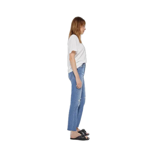 High-Waist Rider Distressed Ankle Jeans