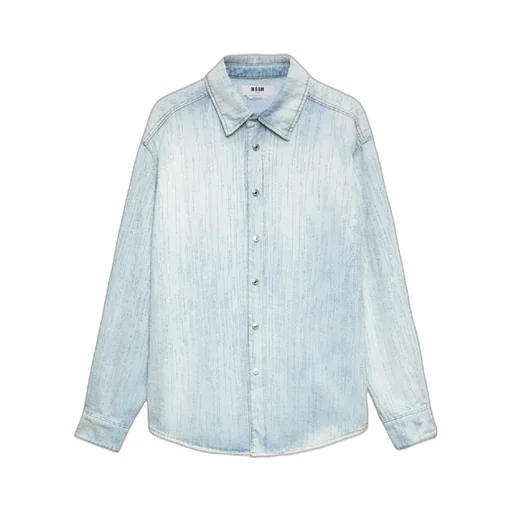 Washed-Denim Button-Up Overshirt