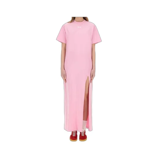Logo Printed Side-Slit Maxi Dress