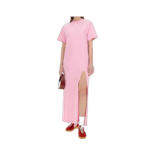 Logo Printed Side-Slit Maxi Dress