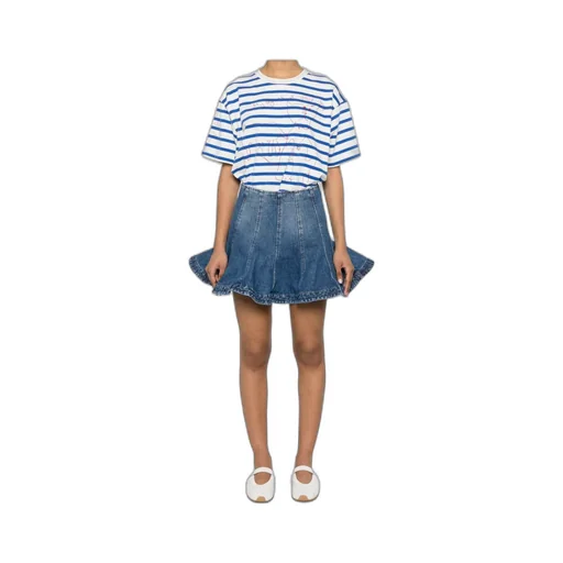 Wired-Hem Flared Mini Skirt