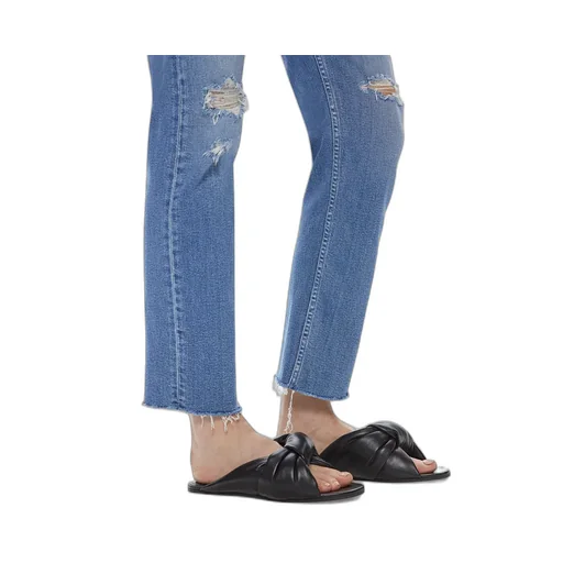 High-Waist Rider Distressed Ankle Jeans