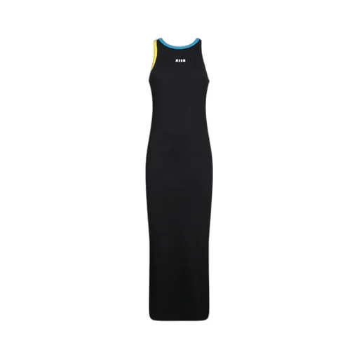 Logo Printed Side Slit Maxi Tank Dress