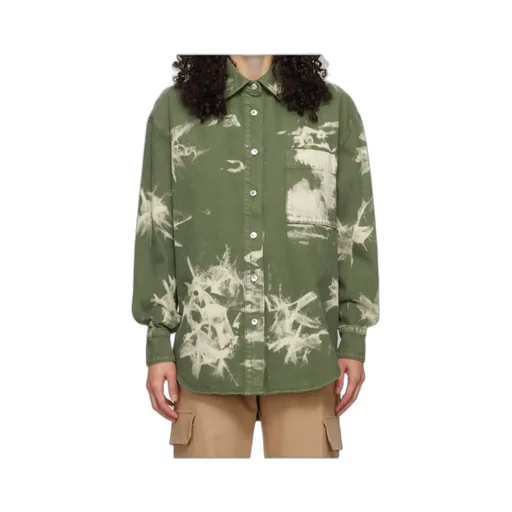 Bleached-Effect Denim Overshirt