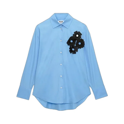 Floral Patch Curved Hem Shirt