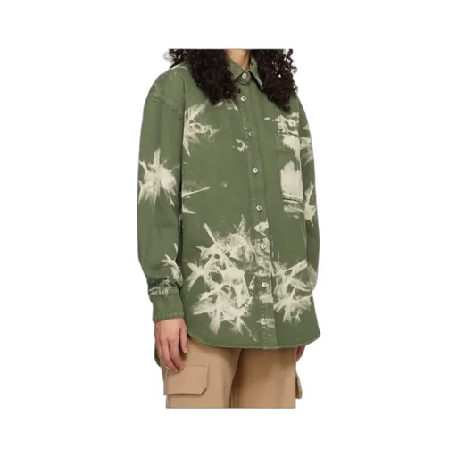 Bleached-Effect Denim Overshirt