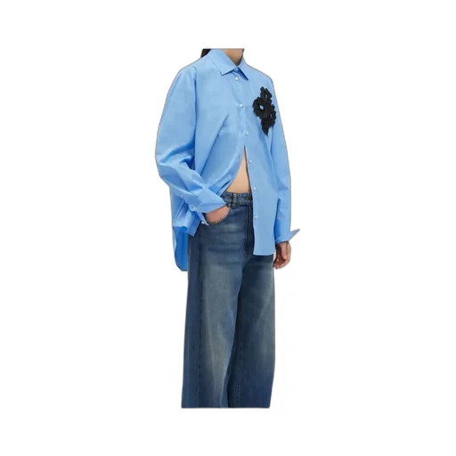 Floral Patch Curved Hem Shirt