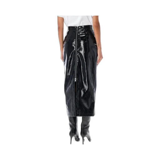 Faux-Leather Zipped Midi Skirt